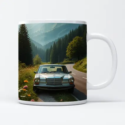 Vintage Mercedes Benz on Mountain Forest Road