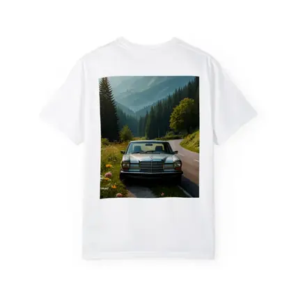 Vintage Mercedes Benz on Mountain Forest Road