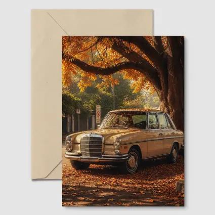 Vintage Mercedes Benz Sedan Autumn Street