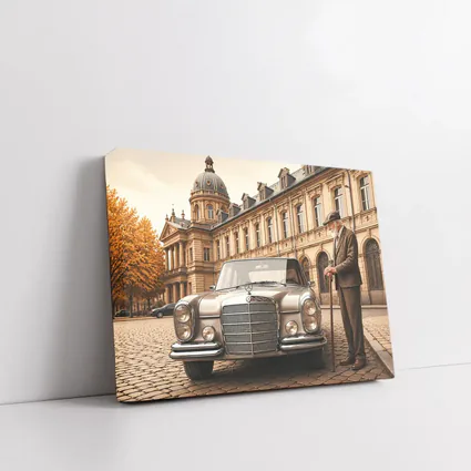 Vintage Mercedes Benz Classic Car Cobblestone Square