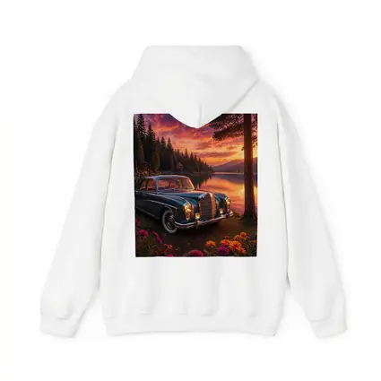 Vintage Mercedes Benz Classic Car Lake Sunset