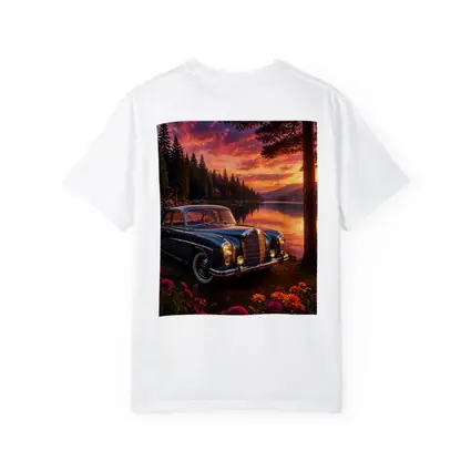 Vintage Mercedes Benz Classic Car Lake Sunset