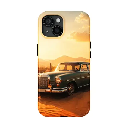 Vintage Mercedes Benz Classic Car Desert Sunset
