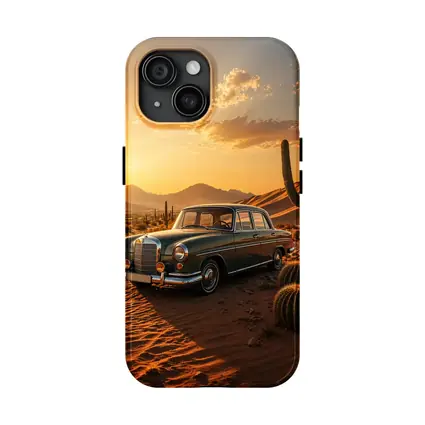 Vintage Mercedes Classic Sedan Desert Sunset
