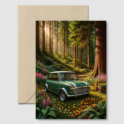 Classic Mini Cooper Green Forest Sunshine