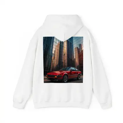 Mitsubishi Starion Red City Glass Buildings