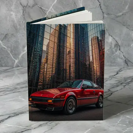 Mitsubishi Starion Red City Glass Buildings