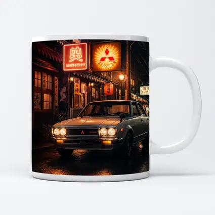 Vintage Mitsubishi Sedan Japan Night Street