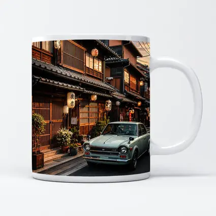 Vintage Nissan Sunny Old Tokyo Street Sunset