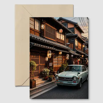 Vintage Nissan Sunny Old Tokyo Street Sunset