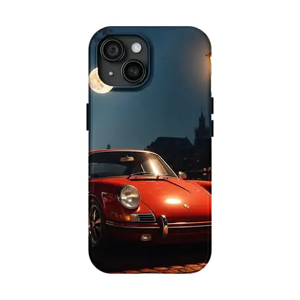 Red Porsche 911 Moonlit Canal Night
