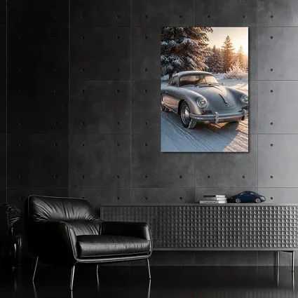 Porsche 356 Coupe Parked On Snowy Road