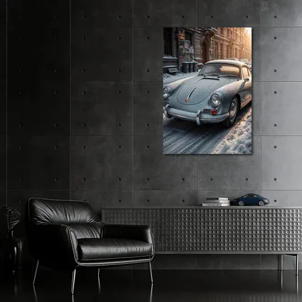 Porsche 356 Frosted On Winter City Street