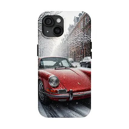 Red Porsche 911 Parked On Snowy Street