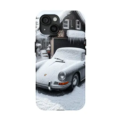 Vintage Porsche 911 Snow Covered Winter Garage