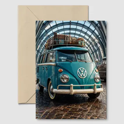 Volkswagen Beetle Bus Teal Glass Tunnel