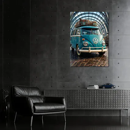 Volkswagen Beetle Bus Teal Glass Tunnel