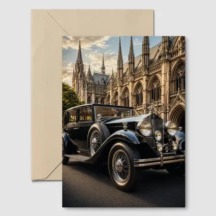 Vintage Rolls Royce Black Classic Gothic Cathedral
