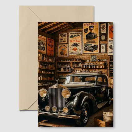 Vintage Rolls Royce Classic Garage Retro Setting