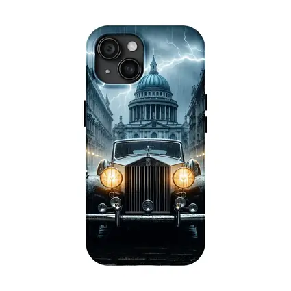 Rolls Royce Classic Car Rainy City Street