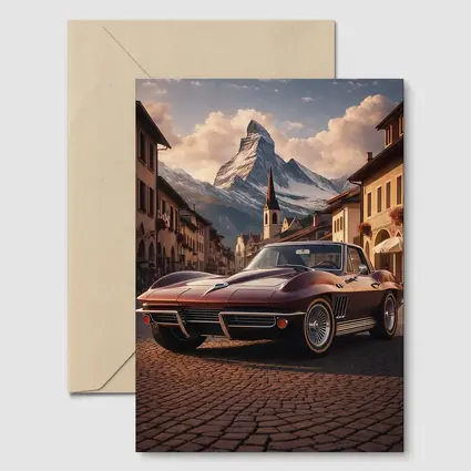 Chevrolet Corvette C2 Alpine Village Mountain Backdrop