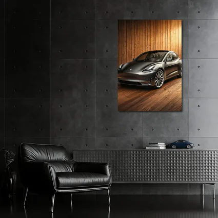 Tesla Model 3 Dark Gray Wooden Studio
