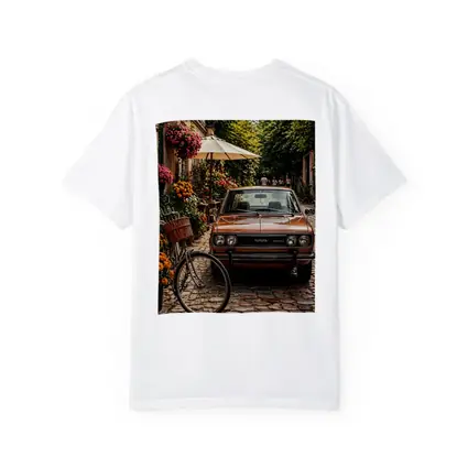 Vintage Toyota Corolla Parked on Cobblestone Street
