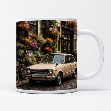 Toyota Corolla Classic Car Cobblestone Street Scene