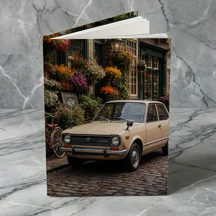 Toyota Corolla Classic Car Cobblestone Street Scene