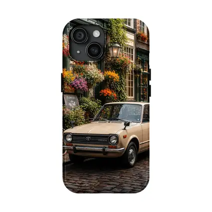Toyota Corolla Classic Car Cobblestone Street Scene