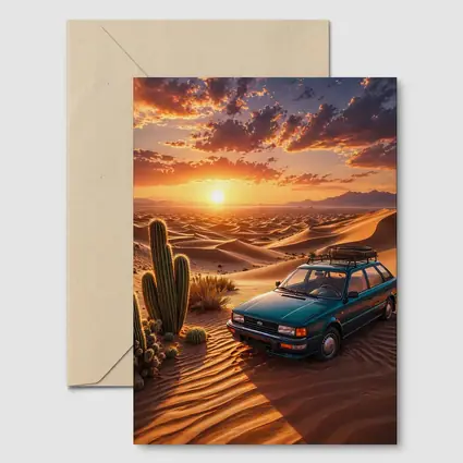 Subaru Wagon Desert Sunset Sand Dunes