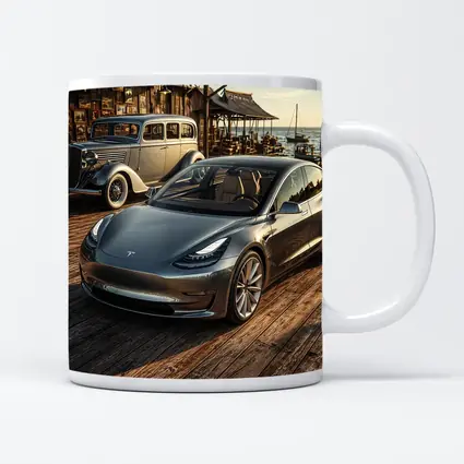 Tesla Model 3 and Vintage Car Dockside