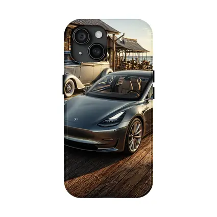 Tesla Model 3 and Vintage Car Dockside