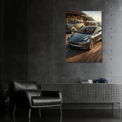 Tesla Model 3 and Vintage Car Dockside