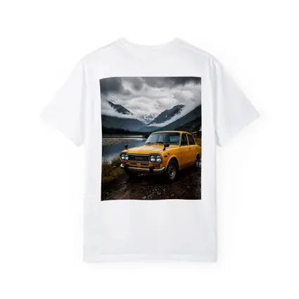 Vintage Toyota Corolla Yellow Mountain Lake