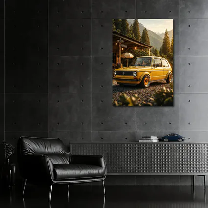 Vintage Volkswagen Golf Mk1 Yellow Mountains