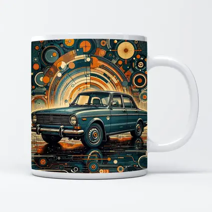 Vintage Soviet Sedan Retro Abstract Background Art