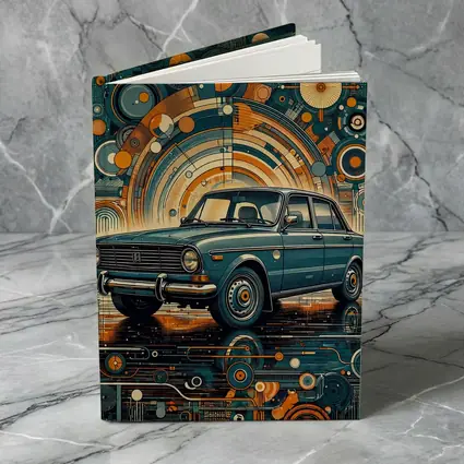 Vintage Soviet Sedan Retro Abstract Background Art