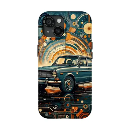 Vintage Soviet Sedan Retro Abstract Background Art