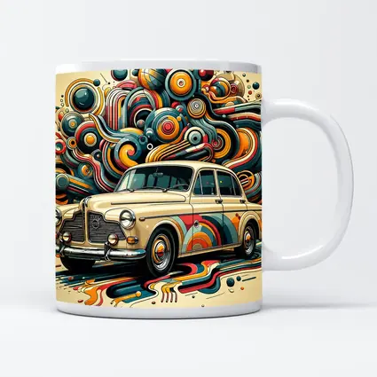 Vintage Volvo Classic Car Abstract Swirl Art