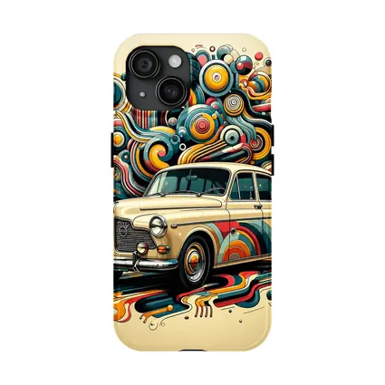 Vintage Volvo Classic Car Abstract Swirl Art