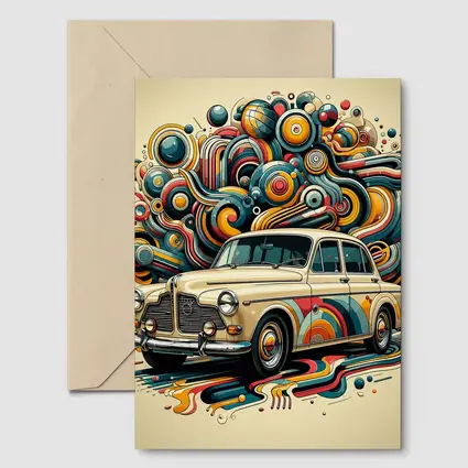 Vintage Volvo Classic Car Abstract Swirl Art