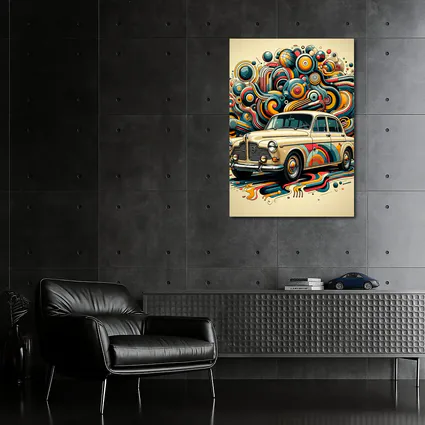 Vintage Volvo Classic Car Abstract Swirl Art
