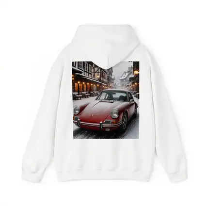 Red Porsche 911 Snowy European Village Street