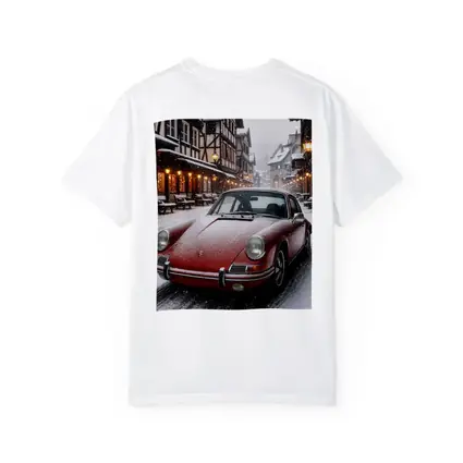 Red Porsche 911 Snowy European Village Street