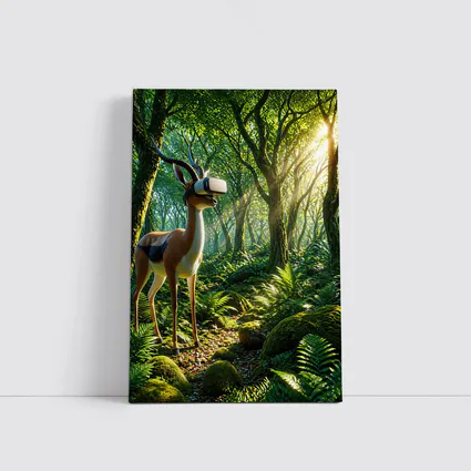 Antelope Wearing VR Headset in Forest