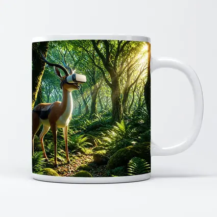 Antelope Wearing VR Headset in Forest