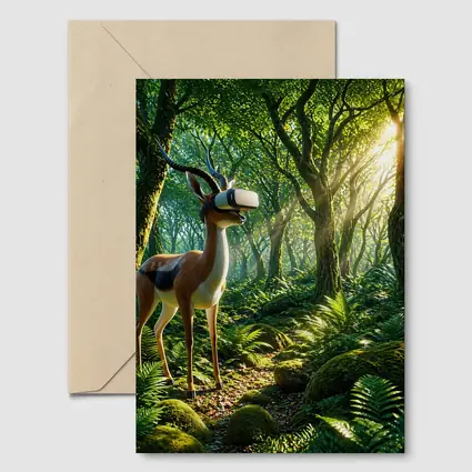 Antelope Wearing VR Headset in Forest