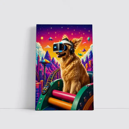 Golden Retriever VR Headset Pixel Gaming World