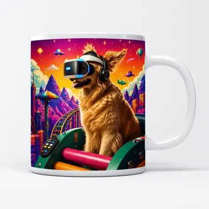 Golden Retriever VR Headset Pixel Gaming World